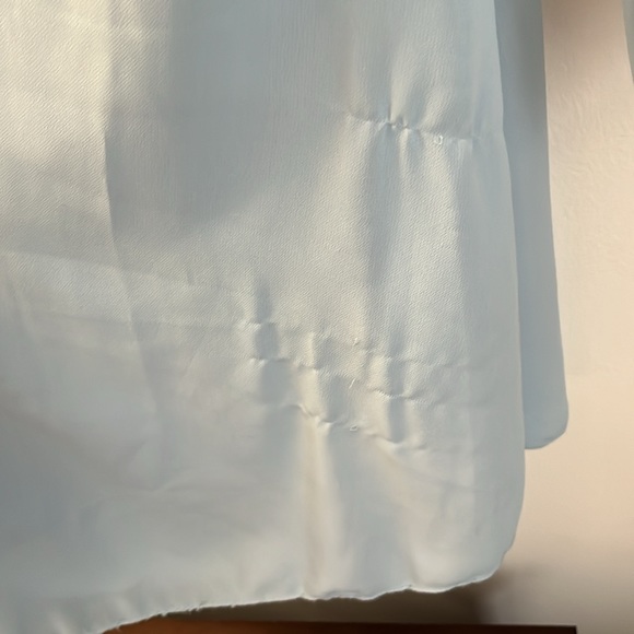 Leo Rosi Powder Blue Flowy Cocktail Dress with Long Sleeve, Slit Sleeves - Picture 7 of 7